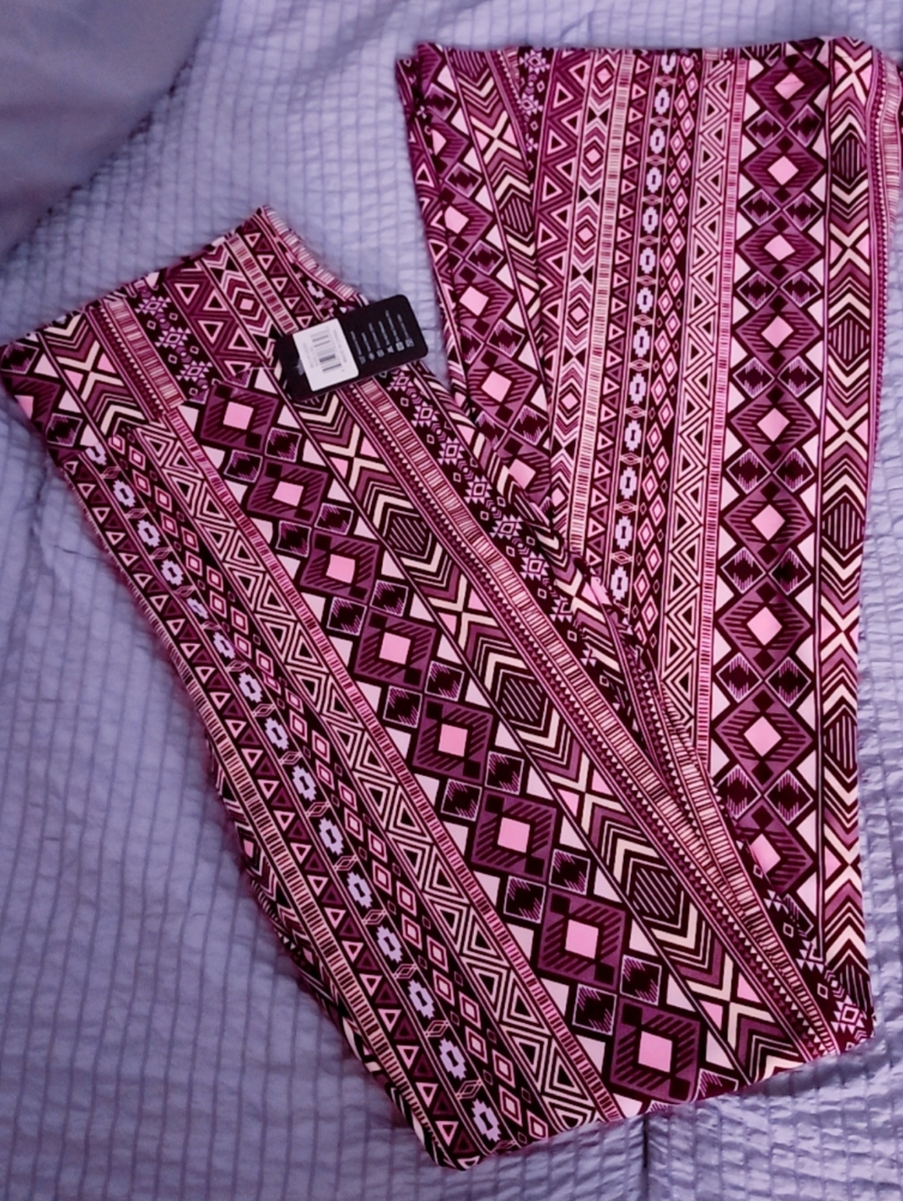 Dalia Collection Pink and Black Tribal Flare Pants - Picture 13 of 13